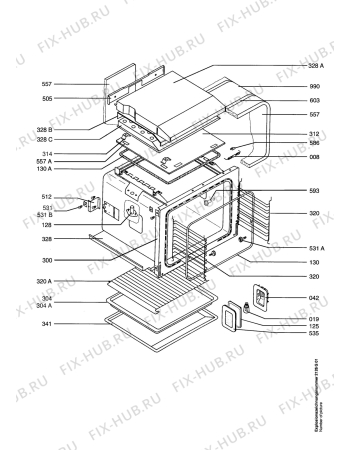 Взрыв-схема плиты (духовки) Aeg B8110-B - Схема узла Section1